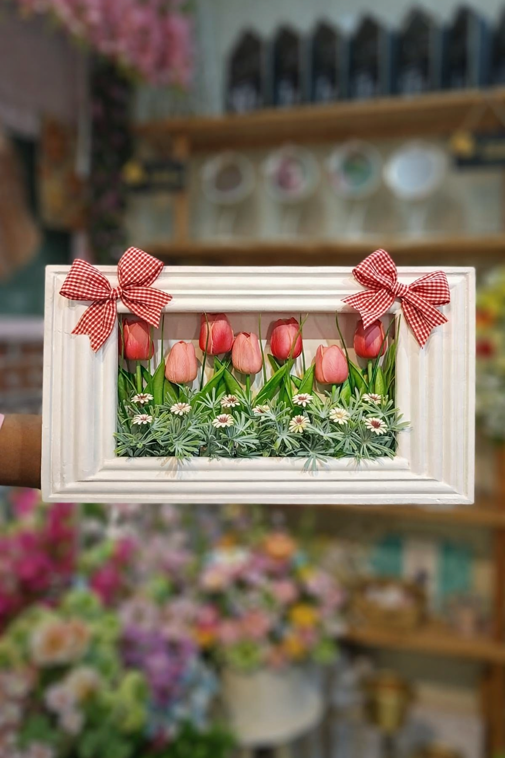 Framed Tulip Flower Arrangements - Elegant Artificial Floral Decor for Home & Office - Image 3