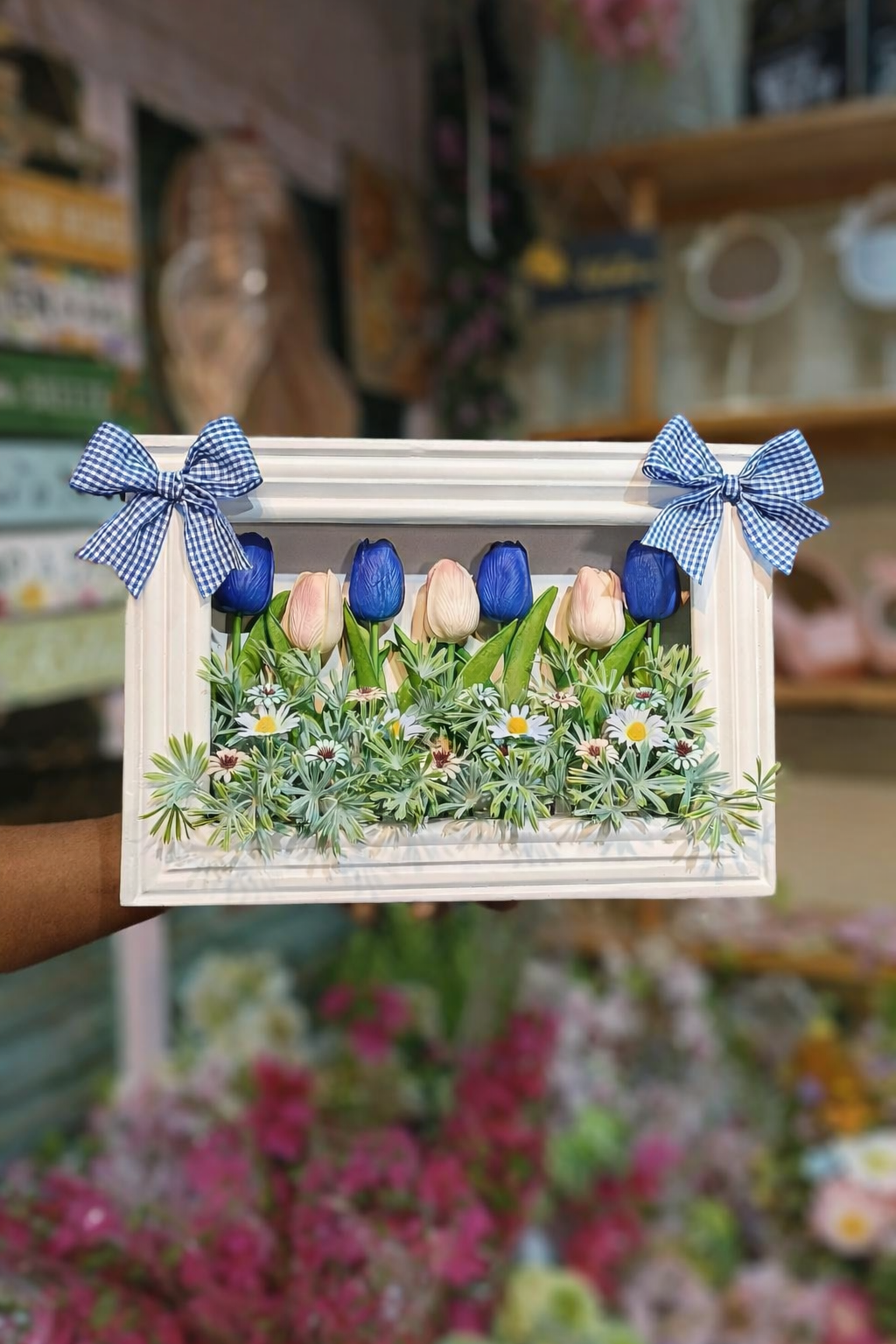 Framed Tulip Flower Arrangements - Elegant Artificial Floral Decor for Home & Office - Image 2