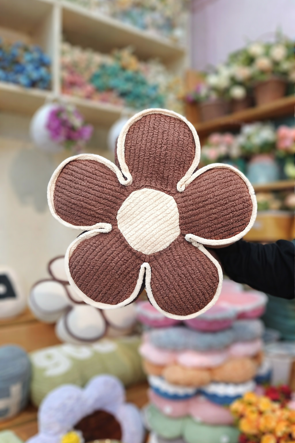 Floral Cushion Pillows - Soft Decorative Cushions in Flower Shapes (Yellow, Blue, Pink, Brown, White)