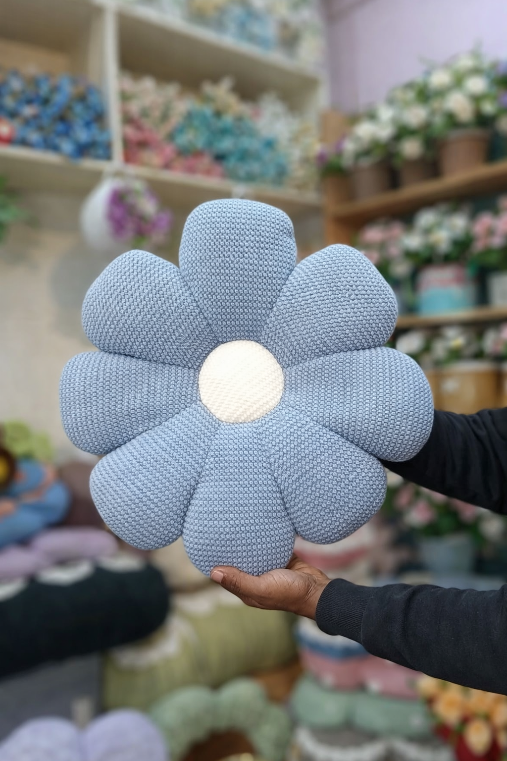 Floral Cushion Pillows - Soft Decorative Cushions in Flower Shapes (Yellow, Blue, Pink, Brown, White) - Image 3