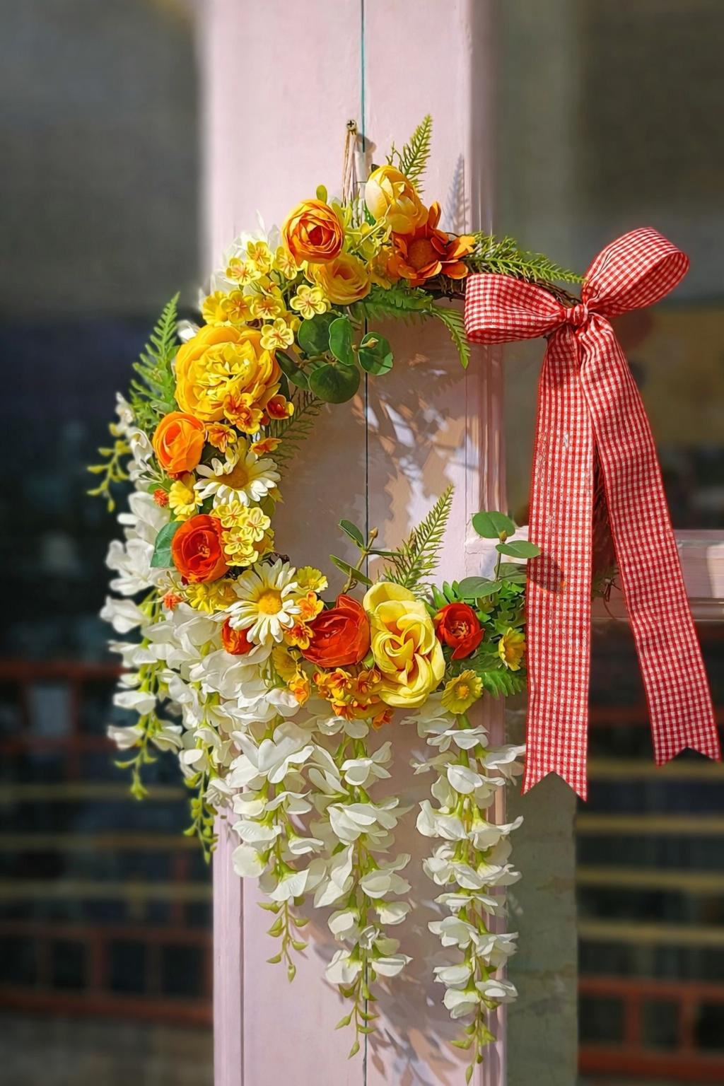 Artificial Floral Wreaths - Elegant Home & Office Decor with Vibrant Roses & Greenery - Image 3