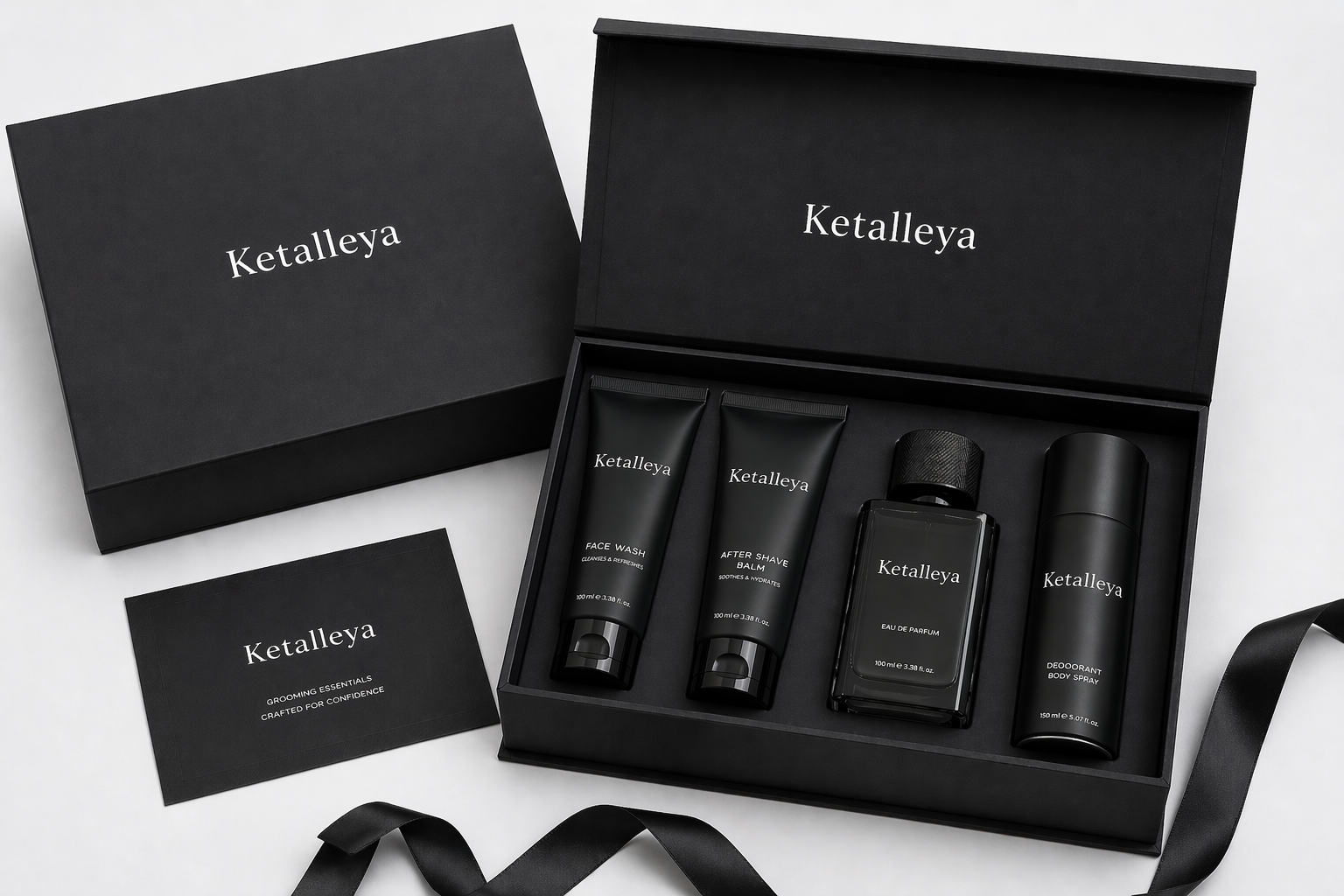 Ketalleya Men’s Grooming Kit Set with Face Wash, After Shave Balm, Eau De Parfum & Deodorant Spray - Image 3