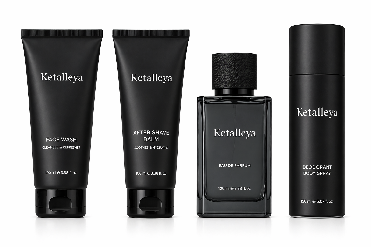 Ketalleya Men’s Grooming Kit Set with Face Wash, After Shave Balm, Eau De Parfum & Deodorant Spray - Image 2